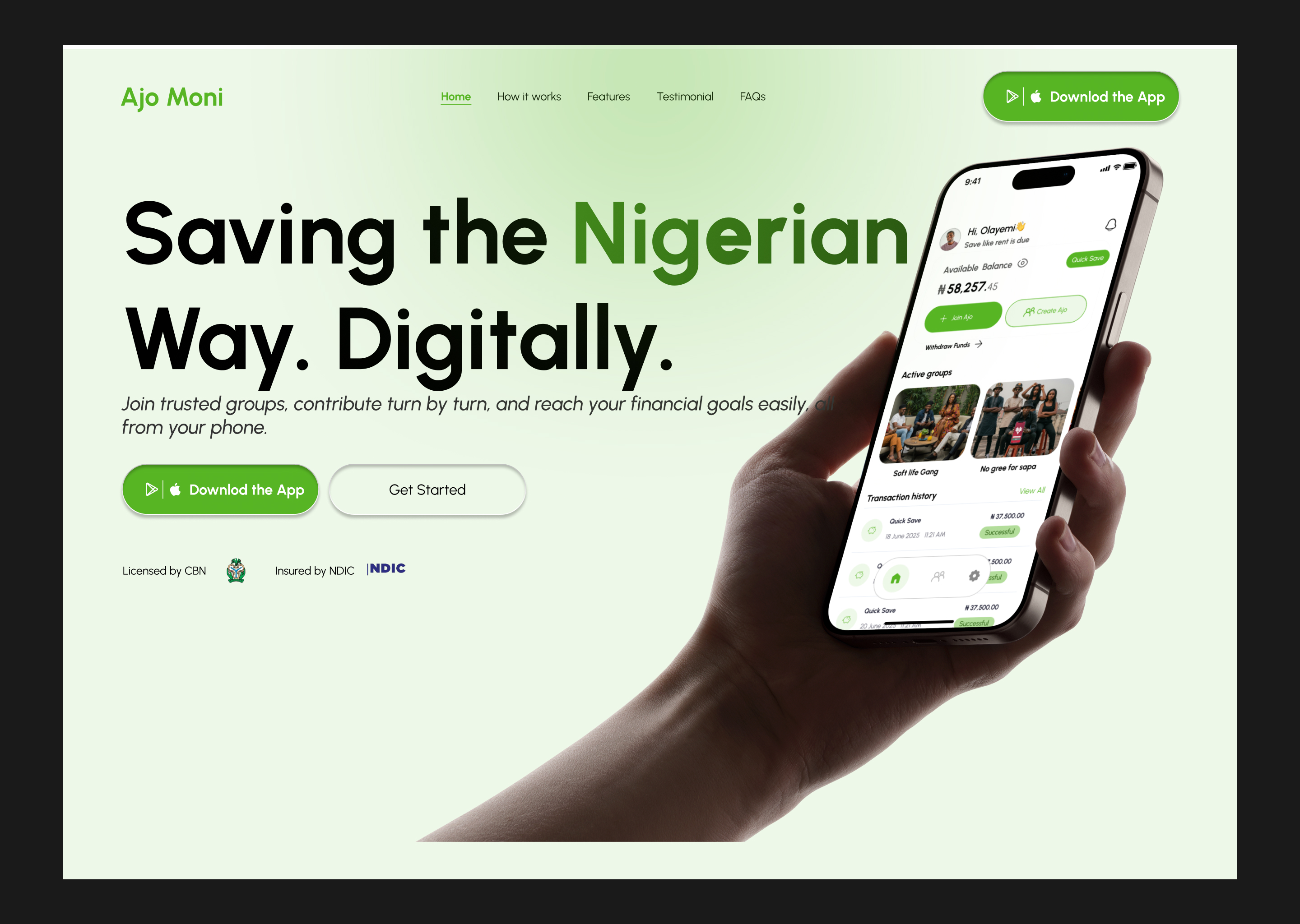 Ajo Moni Landing Page