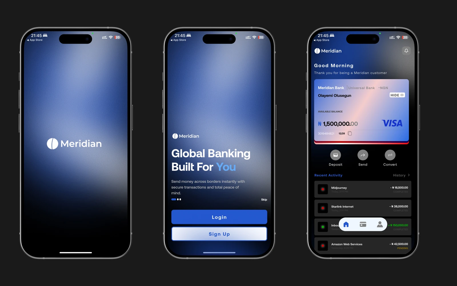 Meridian App Dashboard