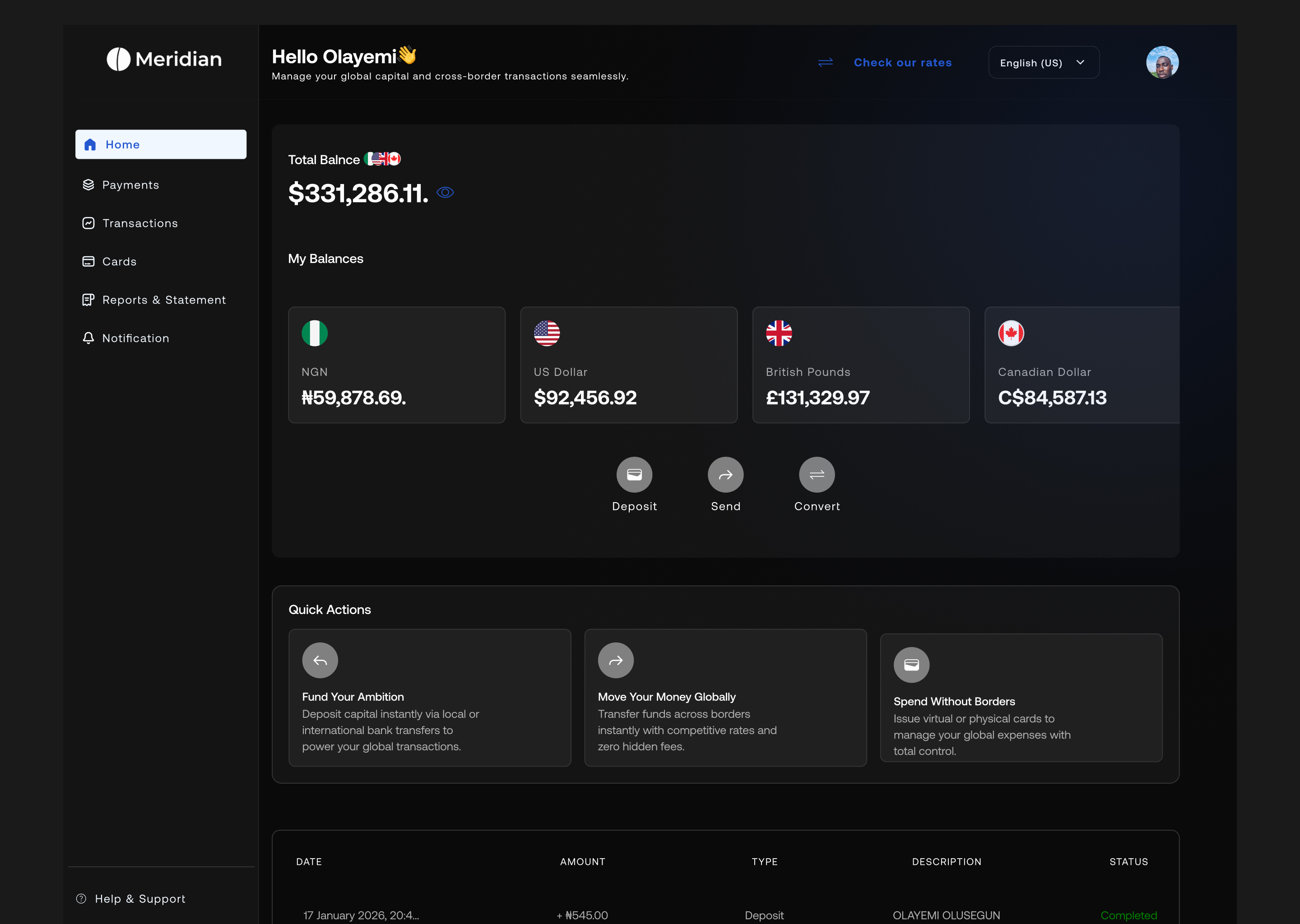 Meridian Dashboard