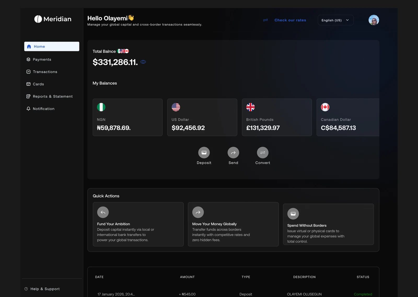 Meridian Dashboard